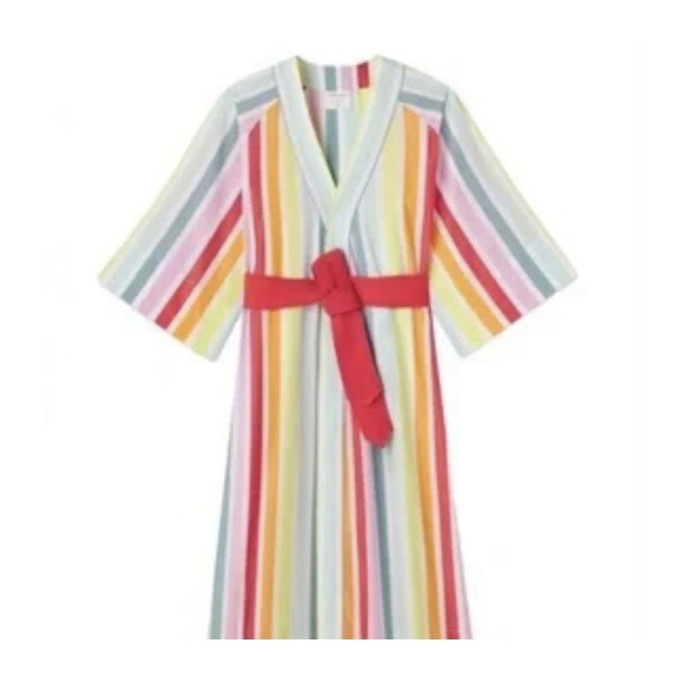 Atlantic-Pacific x LAKE Striped Kaftan Robe Womens Size L Rainbow‎ Loungewear
